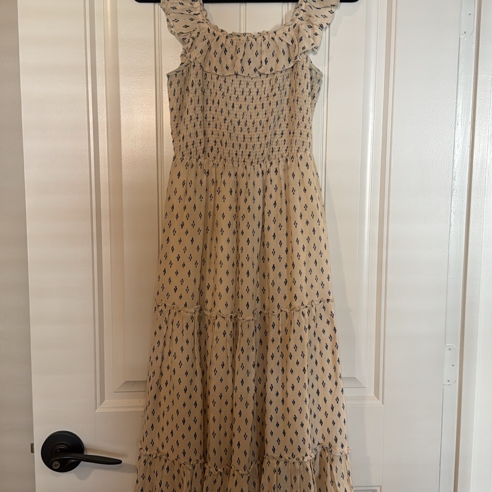 Old Navy Cream Smocked Tiered Maxi Sundress